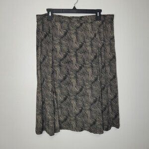 Jaclyn Smith tan black abstract line print pull on stretch skirt size xxl